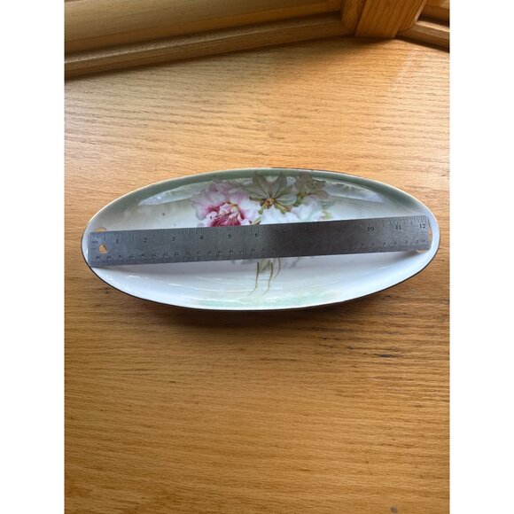 Vessra Germany Floral Porcelain Dish With Handles Handpainted - Picture 6 of 6